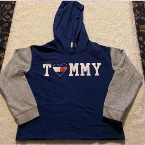Tommy Hilfiger Blue and Gray Color-Block Hoodie